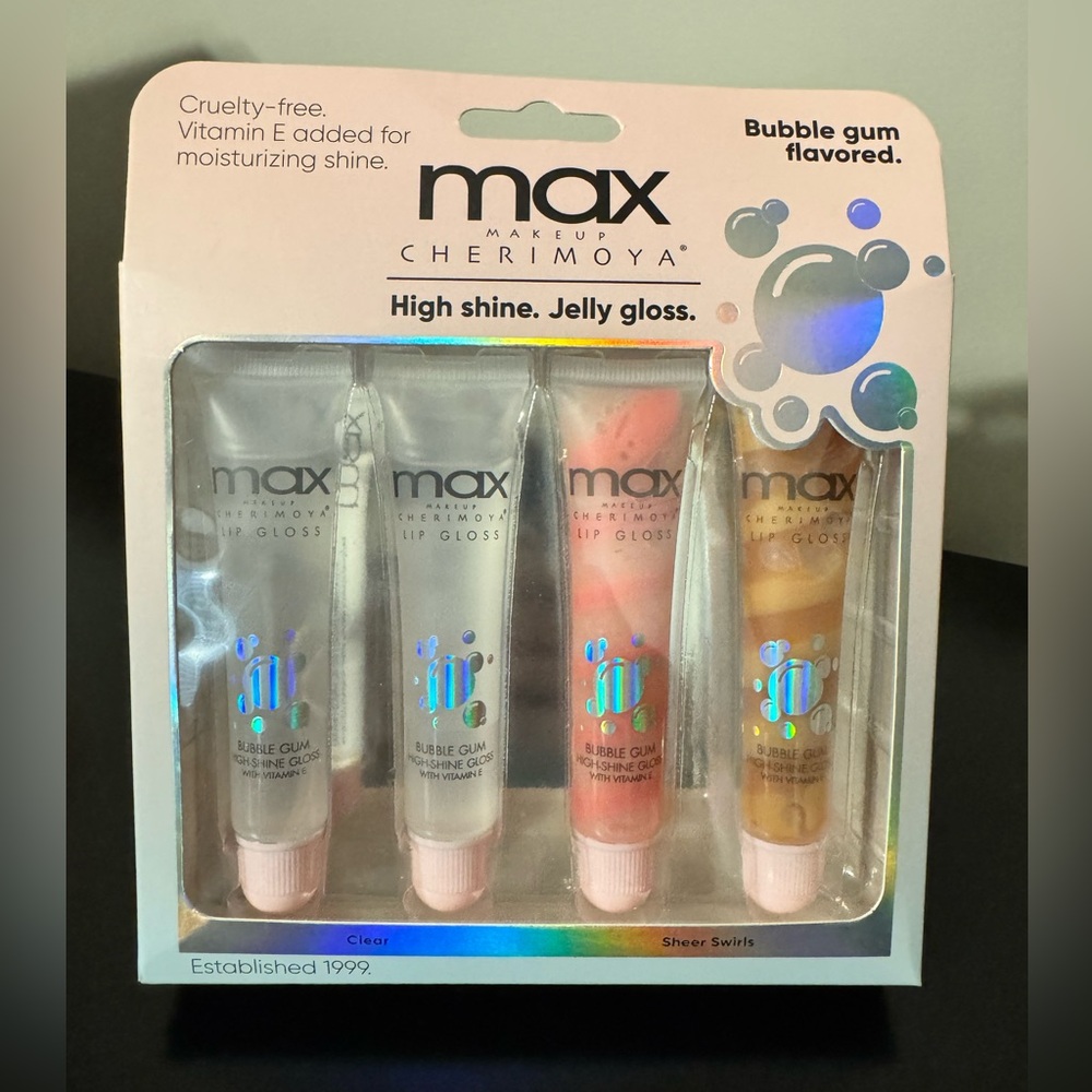 MAX• Cherimoya Bubble Gum Lipgloss•High Shine (Clear & Sheet Swirls)